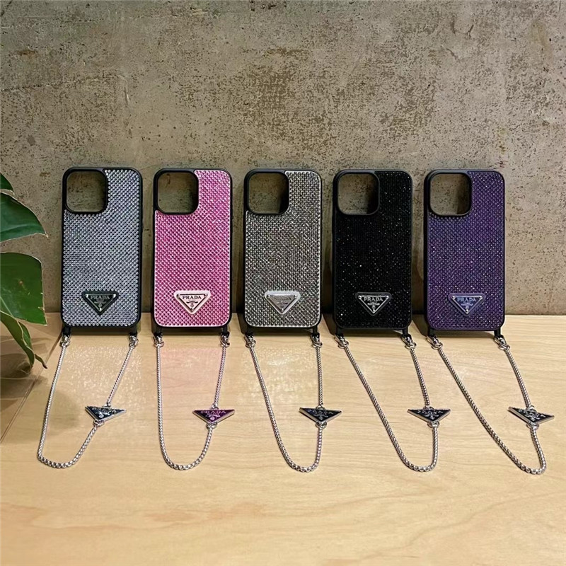 プラダ iphoneケースキラキラ iphoneケース チェーン付き ブランド